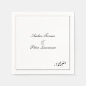 Serviette En Papier Monogramme simple Noir et blanc Mariage élégant (Devant)