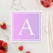 Serviette En Papier Monogramme simple | Ombre subtil rose/violet (En situation)