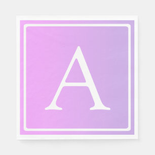 Serviette En Papier Monogramme simple   Ombre subtil rose/violet