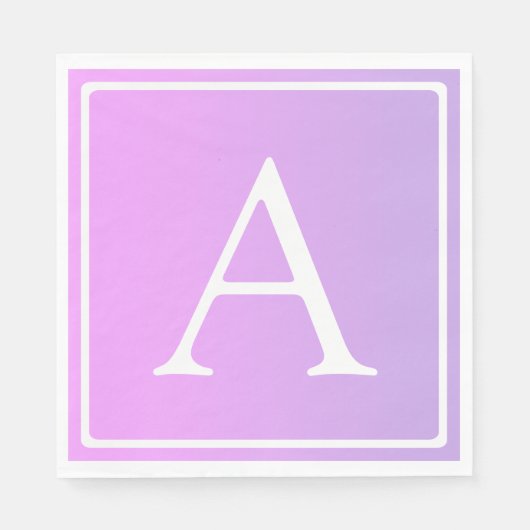 Serviette En Papier Monogramme simple | Ombre subtil rose/violet (Devant)