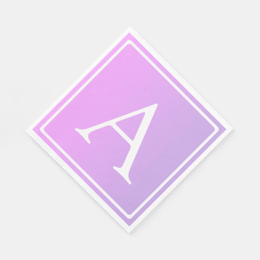 Serviette En Papier Monogramme simple | Ombre subtil rose/violet (Coin)