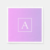 Serviette En Papier Monogramme simple | Ombre subtil rose/violet (Devant)