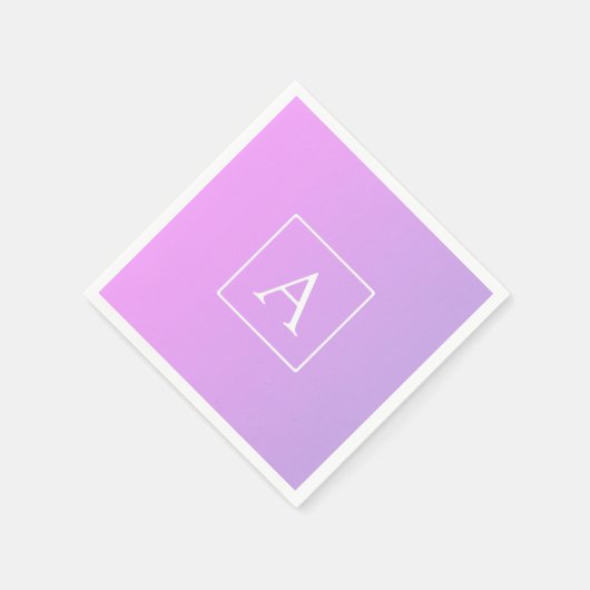 Serviette En Papier Monogramme simple | Ombre subtil rose/violet (Coin)