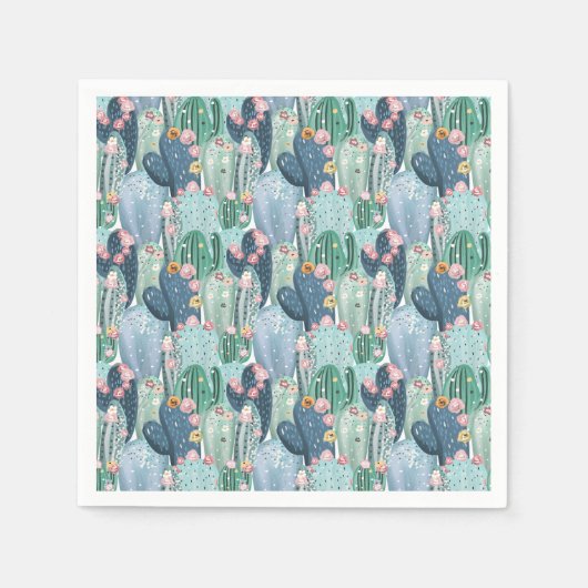 Serviette En Papier Monogramme | Soft Patel Cactus Motif (Devant)
