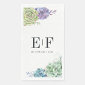 Serviette En Papier Monogramme Succulent Cactus du désert (Devant)