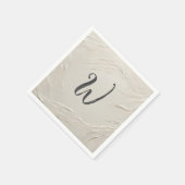 Serviette En Papier Monogramme sur texture ivoire abstraite (Coin)