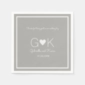 Serviette En Papier monogramme sur une serviette mariage grise avec me (Devant)