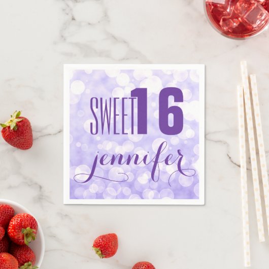 Serviette En Papier Monogramme Sweet 16-Lavender Parties scintillant e (En situation)