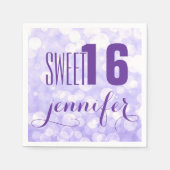 Serviette En Papier Monogramme Sweet 16-Lavender Parties scintillant e (Devant)