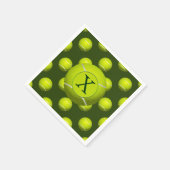 Serviette En Papier Monogramme Tennis Balls motif sportif, (Coin)