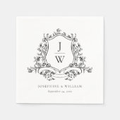 Serviette En Papier Monogramme traditionnel Crest Floral Mariage éléga (Devant)