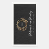 Serviette En Papier Monogramme traditionnel Noir Crest Mariage classiq (Devant)