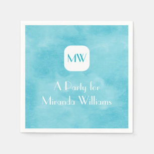 Serviette En Papier Monogramme turquoise simple et chic Aqua portant l