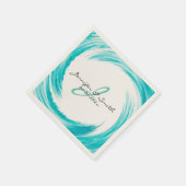 Serviette En Papier Monogramme Turquoise Swirl Art Abstrait (Coin)