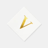 Serviette En Papier Monogramme V en Or Classique (Coin)
