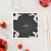 Serviette En Papier Monogramme vache noir et blanc (En situation)