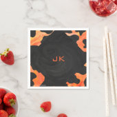 Serviette En Papier Monogramme vache noir et orange Impression (En situation)