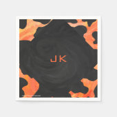 Serviette En Papier Monogramme vache noir et orange Impression (Devant)