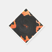 Serviette En Papier Monogramme vache noir et orange Impression (Coin)