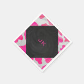 Serviette En Papier Monogramme Vache rose et blanc chaud (Coin)