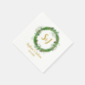 Serviette En Papier Monogramme | Végétal d'hiver Mariage de couronne (Coin)