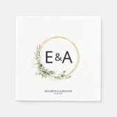 Serviette En Papier Monogramme Verdure Wreaths Eucalyptus Mariage (Devant)