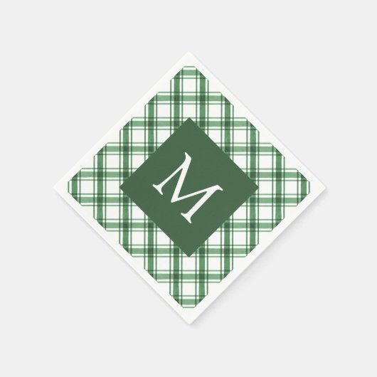 Serviette En Papier Monogramme vert (Coin)