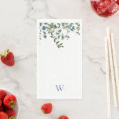 Serviette En Papier Monogramme vert d'Eucalyptus (En situation)