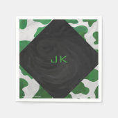 Serviette En Papier Monogramme vert et blanc de vache (Devant)