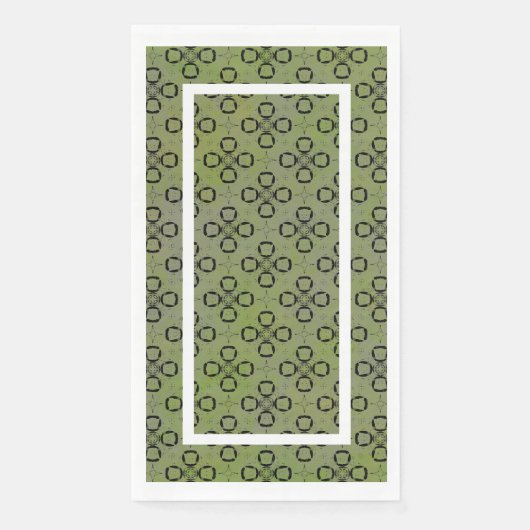 Serviette En Papier Monogramme Vert et noir Motif rétro (Devant)