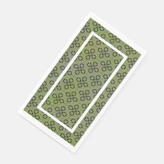 Serviette En Papier Monogramme Vert et noir Motif rétro (Coin)