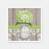 Serviette En Papier Monogramme vert Hydrangea Mason Jar (Devant)