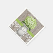 Serviette En Papier Monogramme vert Hydrangea Mason Jar (Coin)