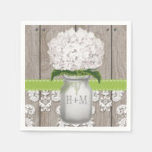 Serviette En Papier Monogramme vert Hydrangea Mason Jar (Devant)