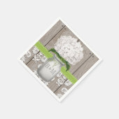 Serviette En Papier Monogramme vert Hydrangea Mason Jar (Coin)