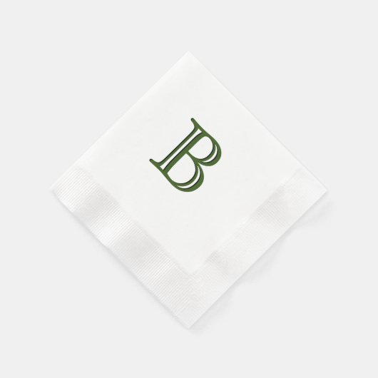 Serviette En Papier Monogramme vert initial (Coin)
