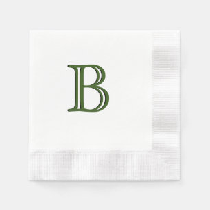 Serviette En Papier Monogramme vert initial