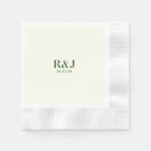 Serviette En Papier Monogramme vert mariage Couple (Devant)