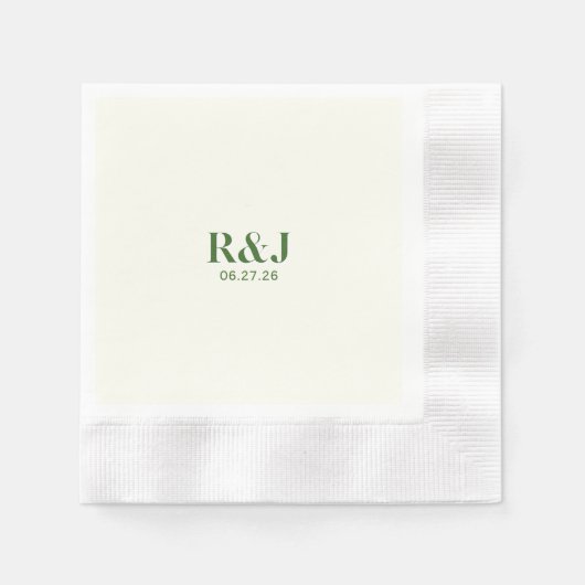 Serviette En Papier Monogramme vert mariage Couple (Devant)