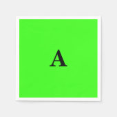 Serviette En Papier Monogramme vert néon blanc initial personnalisé mo (Devant)