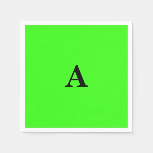 Serviette En Papier Monogramme vert néon blanc initial personnalisé mo (Devant)