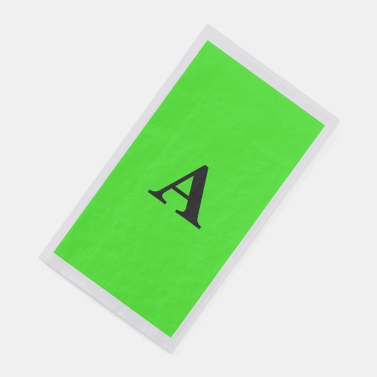Serviette En Papier Monogramme vert néon initial blanc personnalisé ar (Coin)