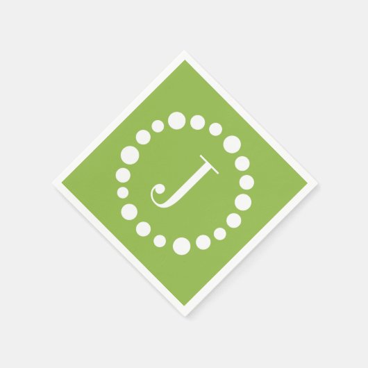 Serviette En Papier Monogramme vert Personnaliser J Papier initial ser (Coin)