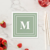 Serviette En Papier Monogramme vert Sage moderne (En situation)