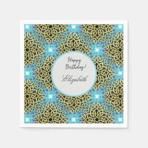 Serviette En Papier Monogramme Victorien Golden Elegant effet dentelle
