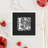 Serviette En Papier Monogramme vintage L Art Nouveau (En situation)