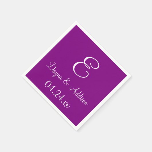 Serviette En Papier Monogramme violet couleur classique serviettes ass (Coin)