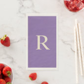 Serviette En Papier Monogramme violet et crème (En situation)