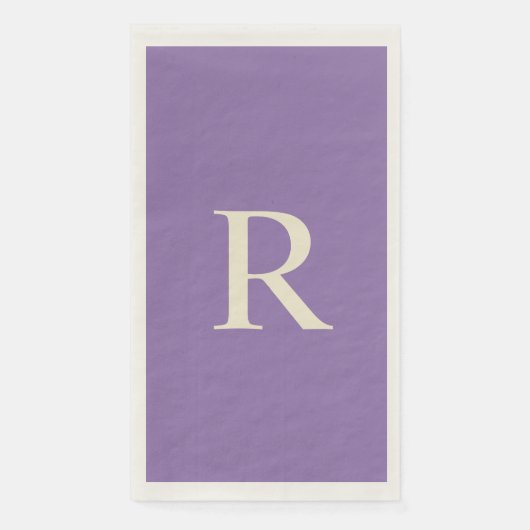 Serviette En Papier Monogramme violet et crème (Devant)