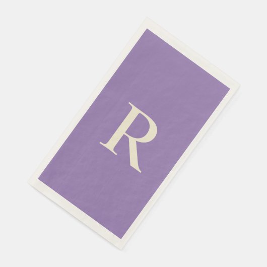 Serviette En Papier Monogramme violet et crème (Coin)